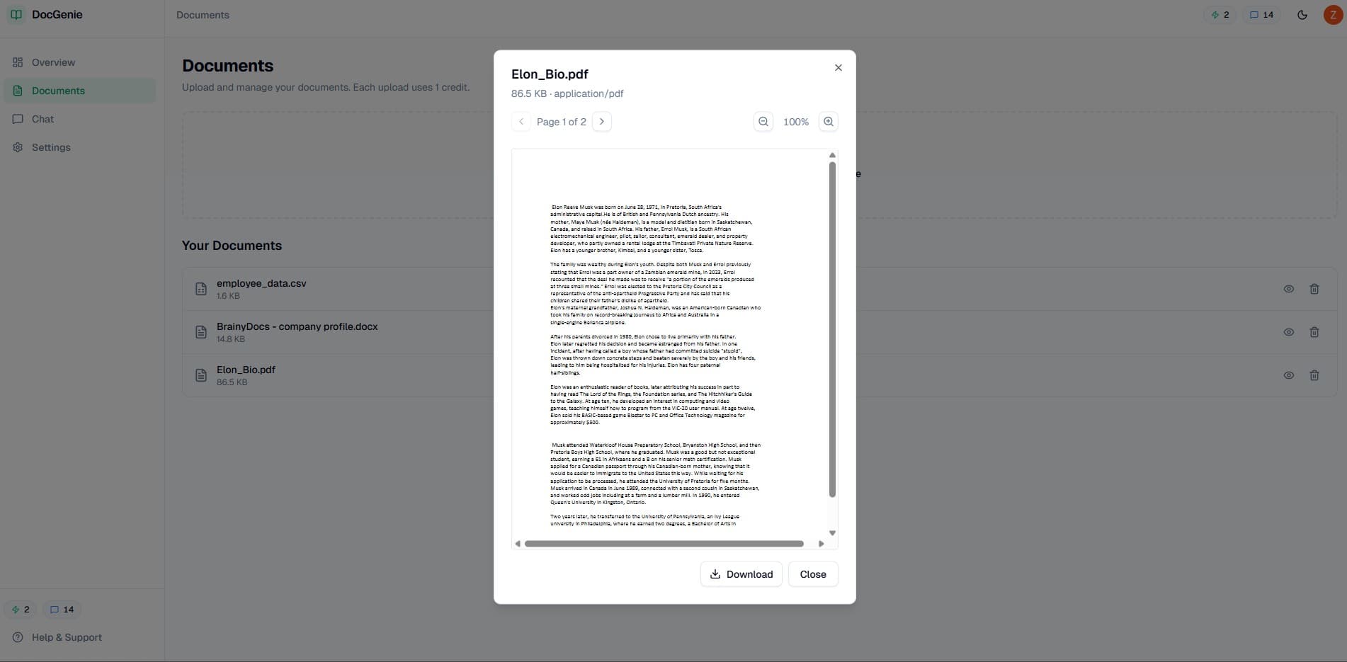 DocGenie document library