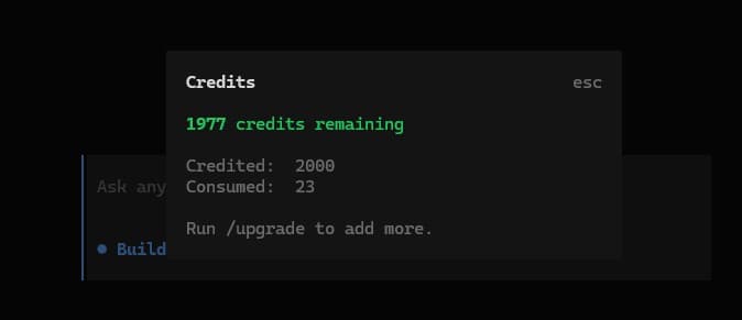 ForgeCode credits balance panel
