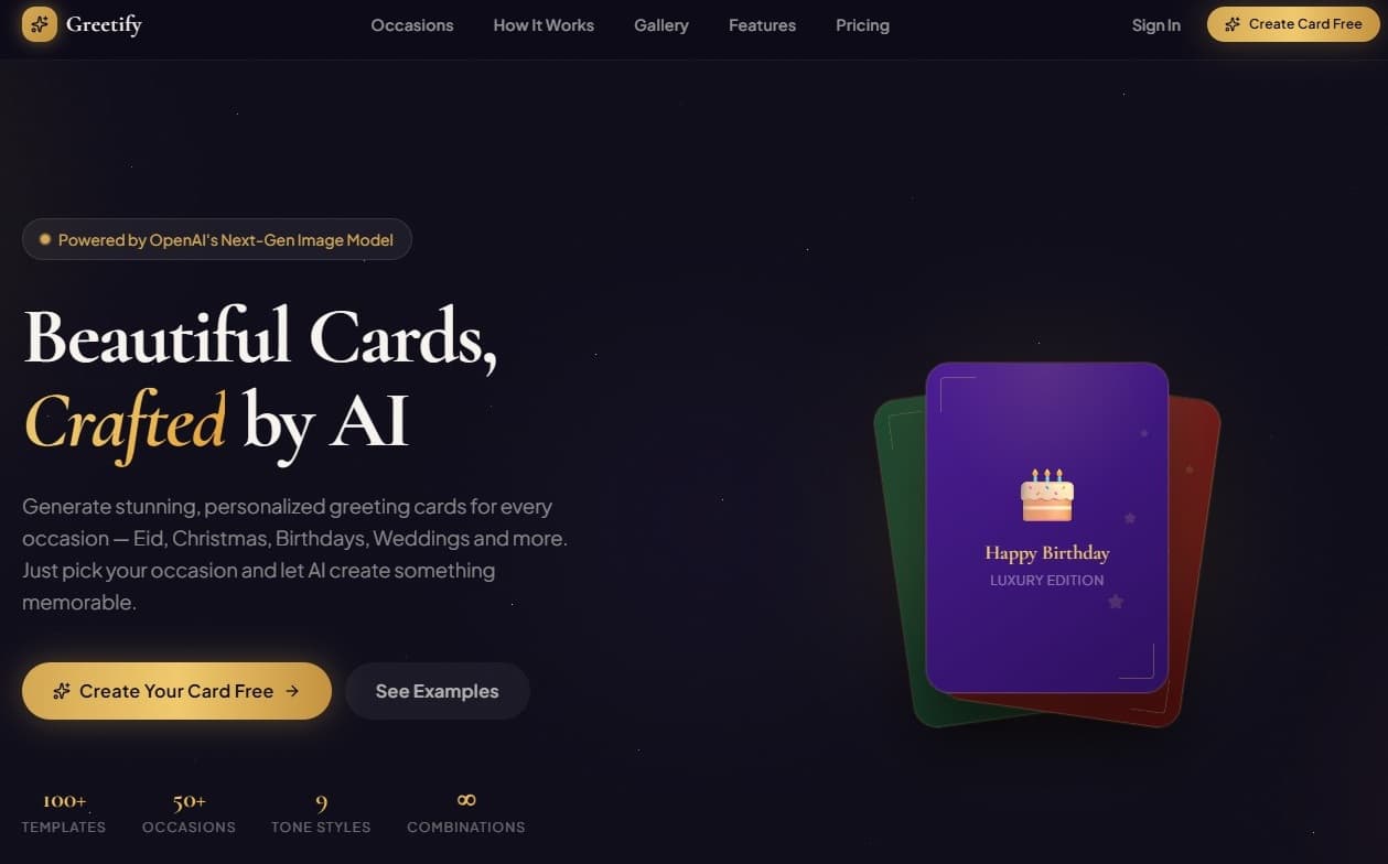 Greetify landing page
