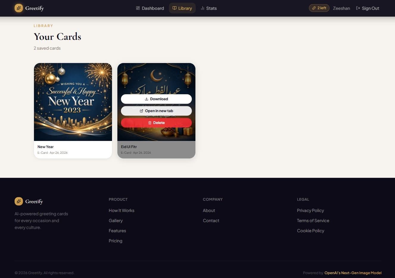 Greetify card library