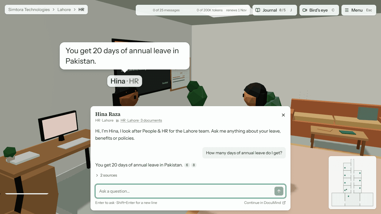 Talking to the HR expert inside the 3D office