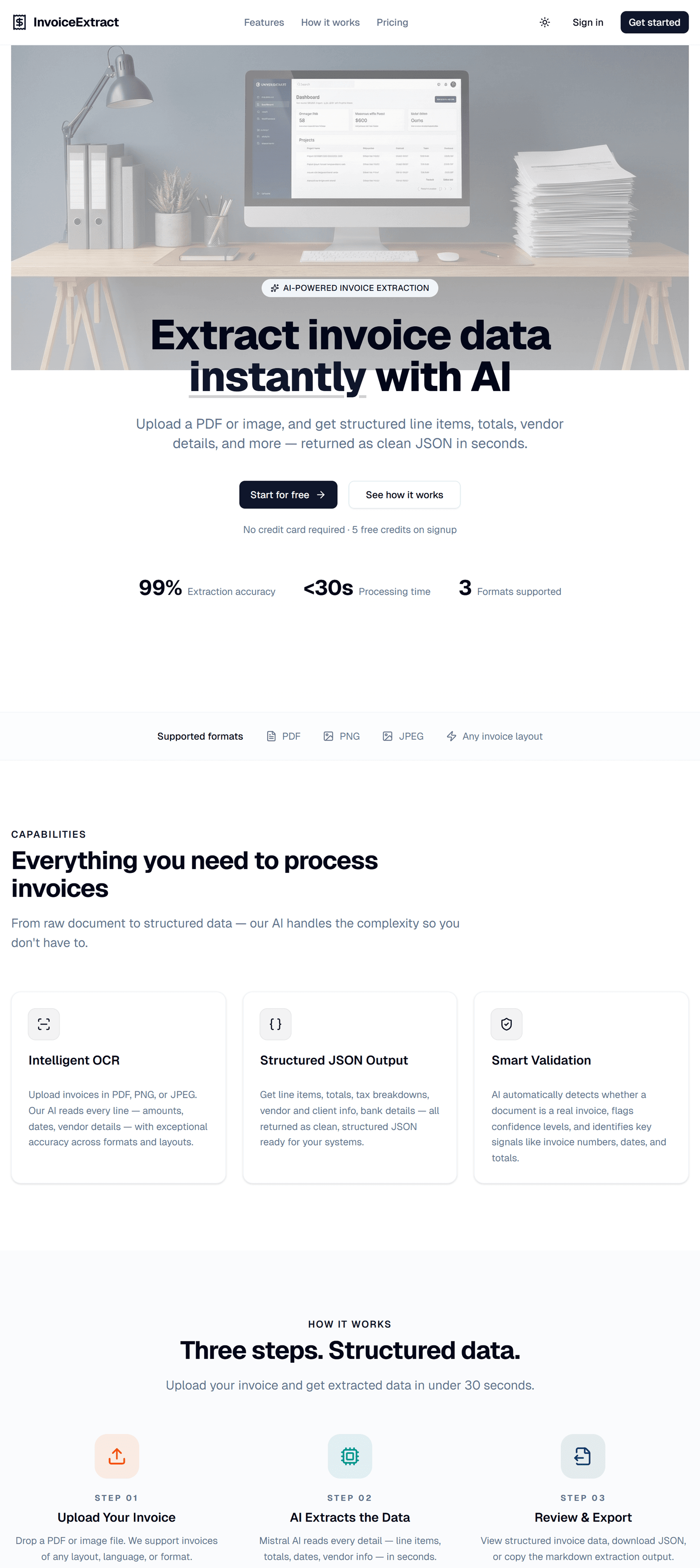 InvoiceExtract landing page
